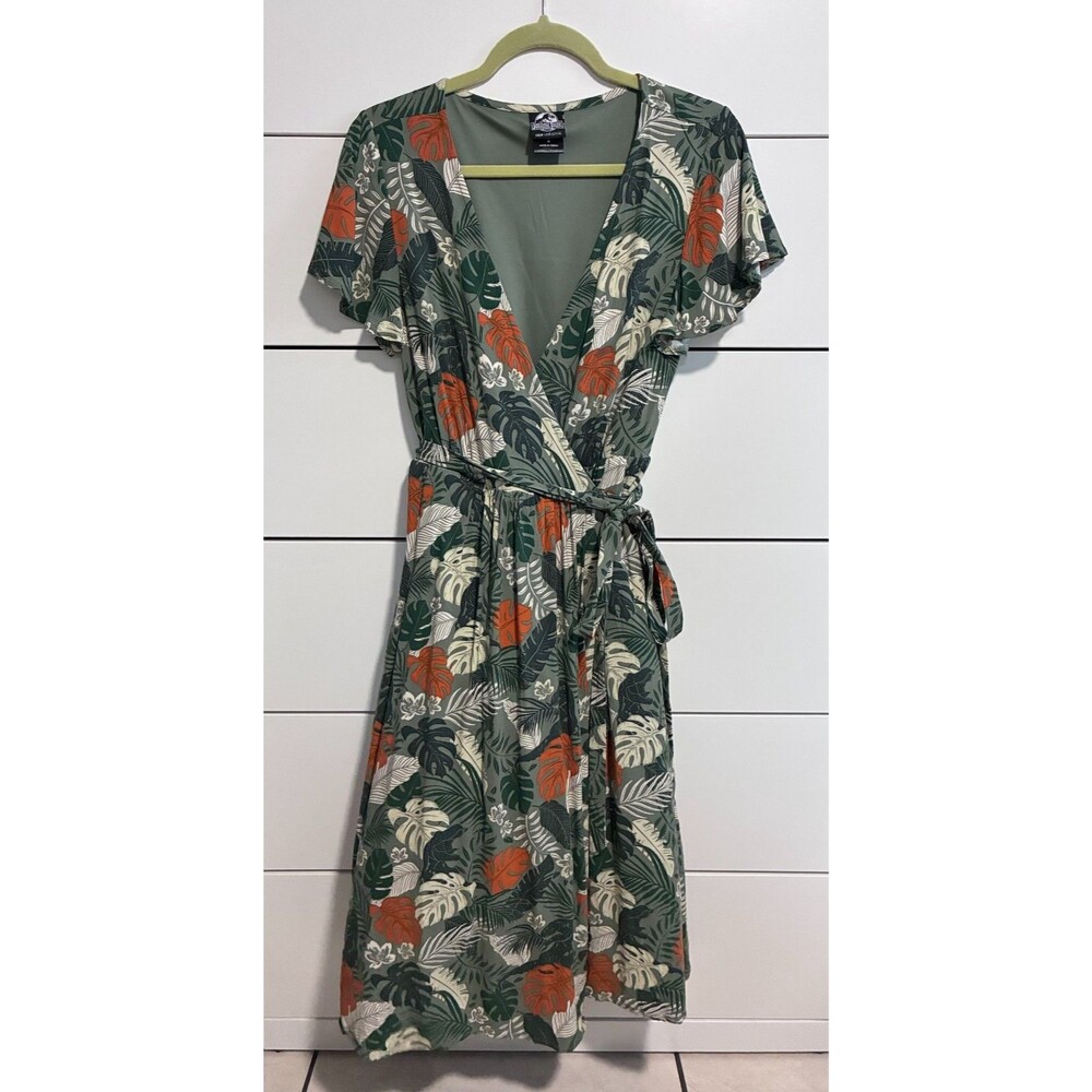 Her Universe Jurassic Park Wrap Dress Foliage Camouflage Dinosaurs Size Small